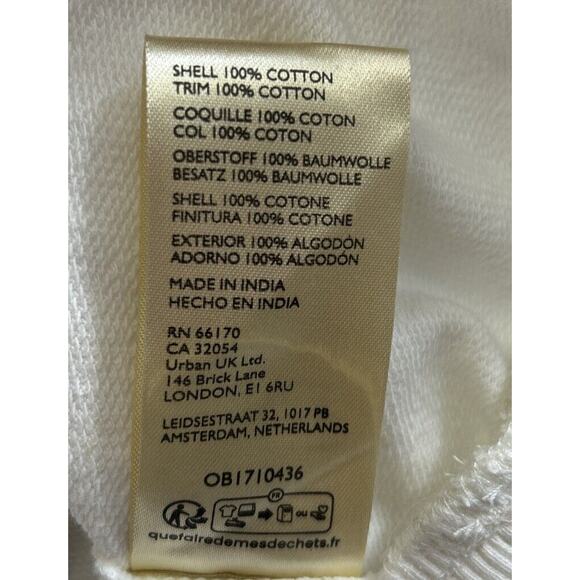 By Anthropologie Ruffle-Sleeve Sweatshirt Top Medium White Eyelet Lace - Picture 5 of 8